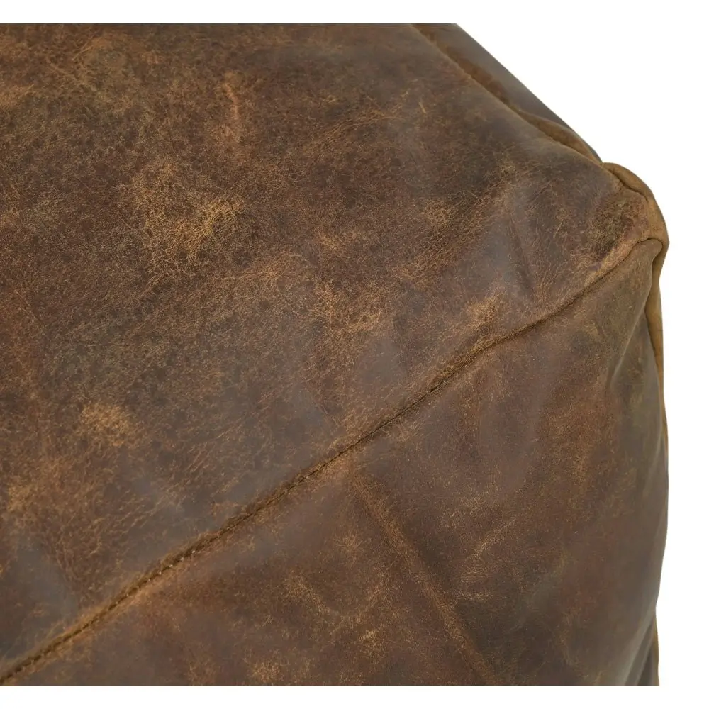 Vincent Vintage Rustic Leather Square Foot Stool Ottoman