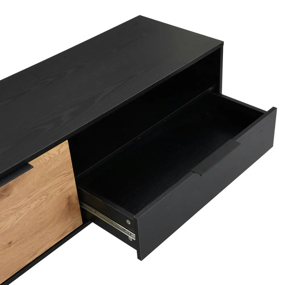 Design Square Everly Scandinavian Lowline Entertainment Unit TV Stand 120cm - Black/Oak