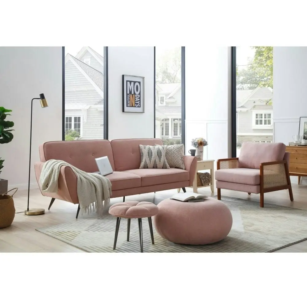 Design Square Modern Designer Scandinavian Accent Lounge Arm Chair - Pink