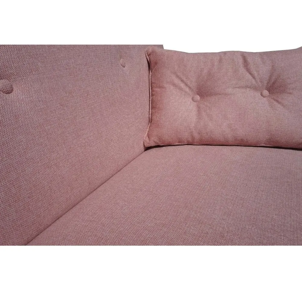 Design Square Modern Designer Scandinavian Fabric 3-Seater Sofa Bed - Pink