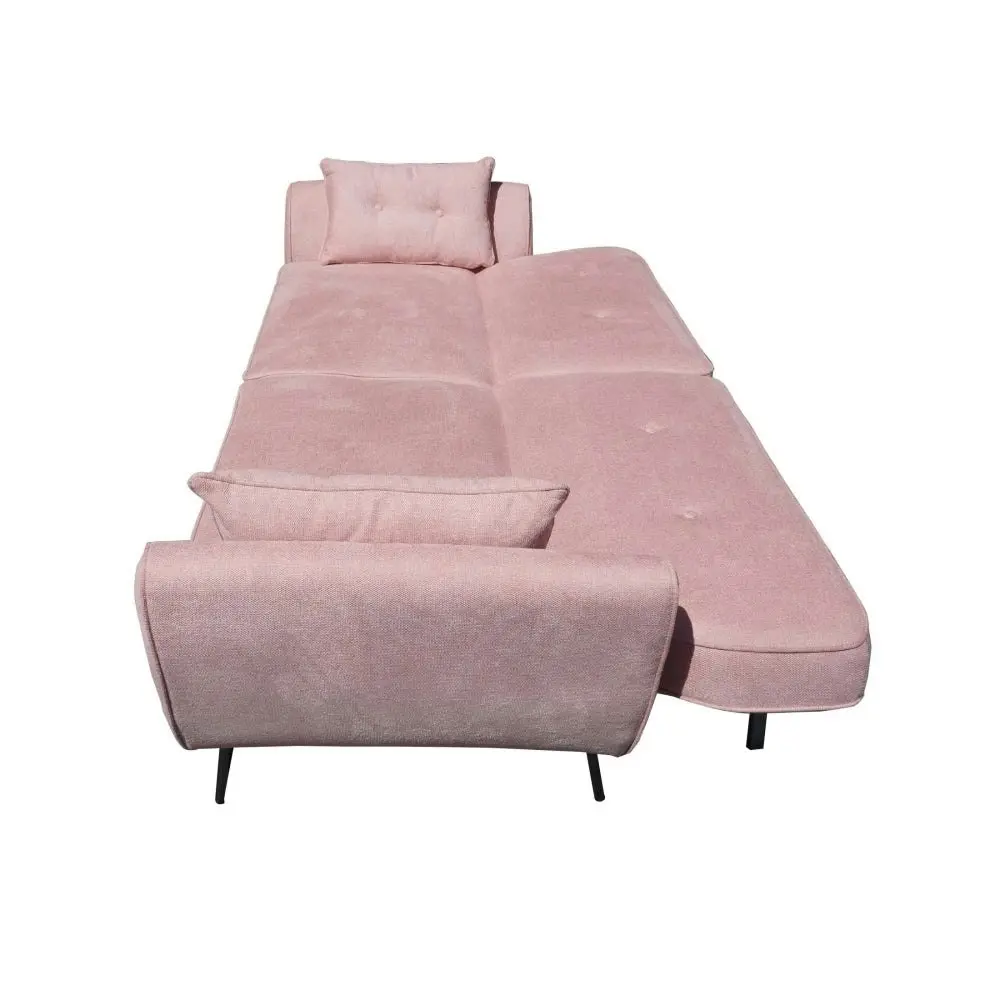 Design Square Modern Designer Scandinavian Fabric 3-Seater Sofa Bed - Pink