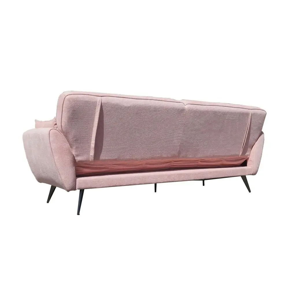 Design Square Modern Designer Scandinavian Fabric 3-Seater Sofa Bed - Pink