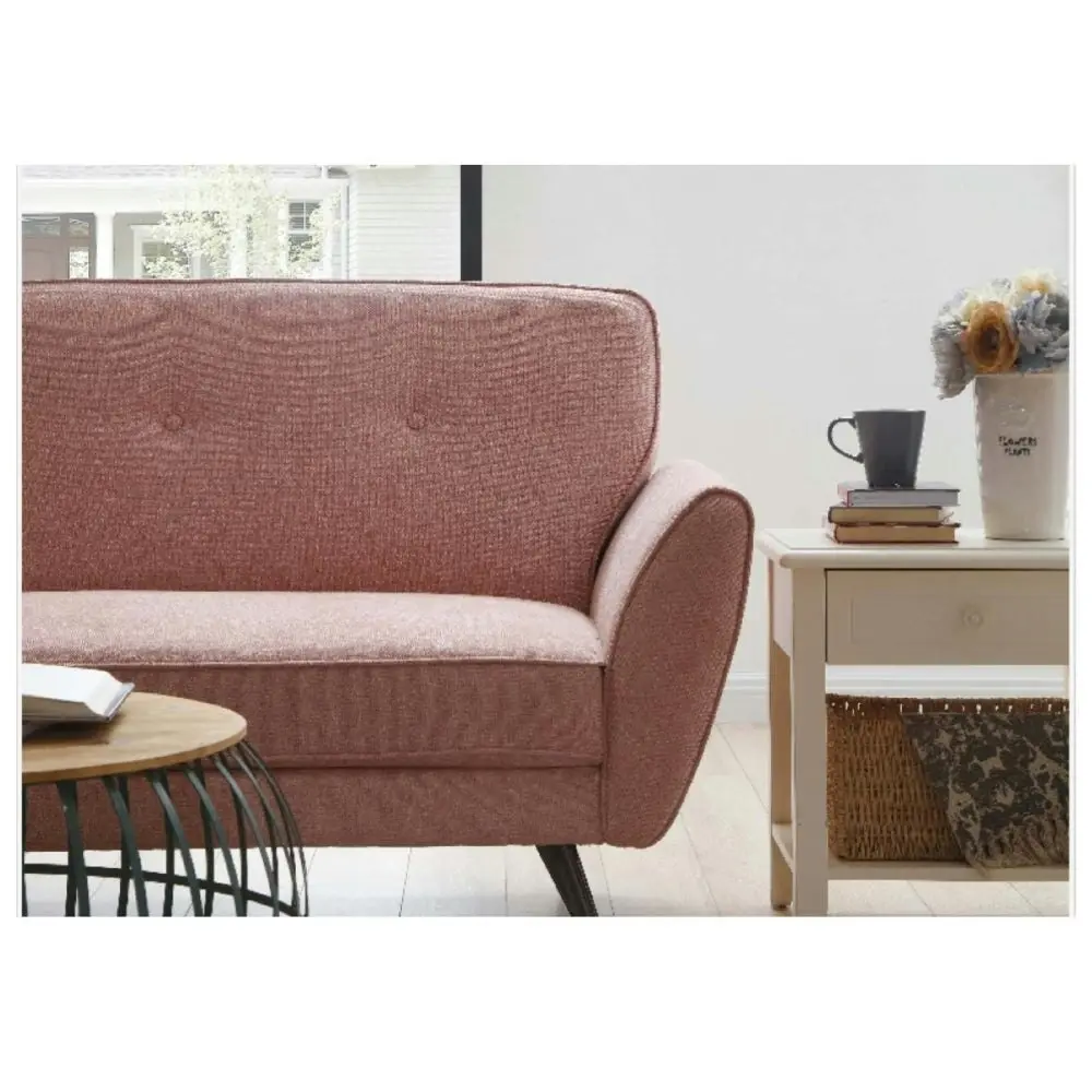 Design Square Modern Designer Scandinavian Fabric 3-Seater Sofa Bed - Pink