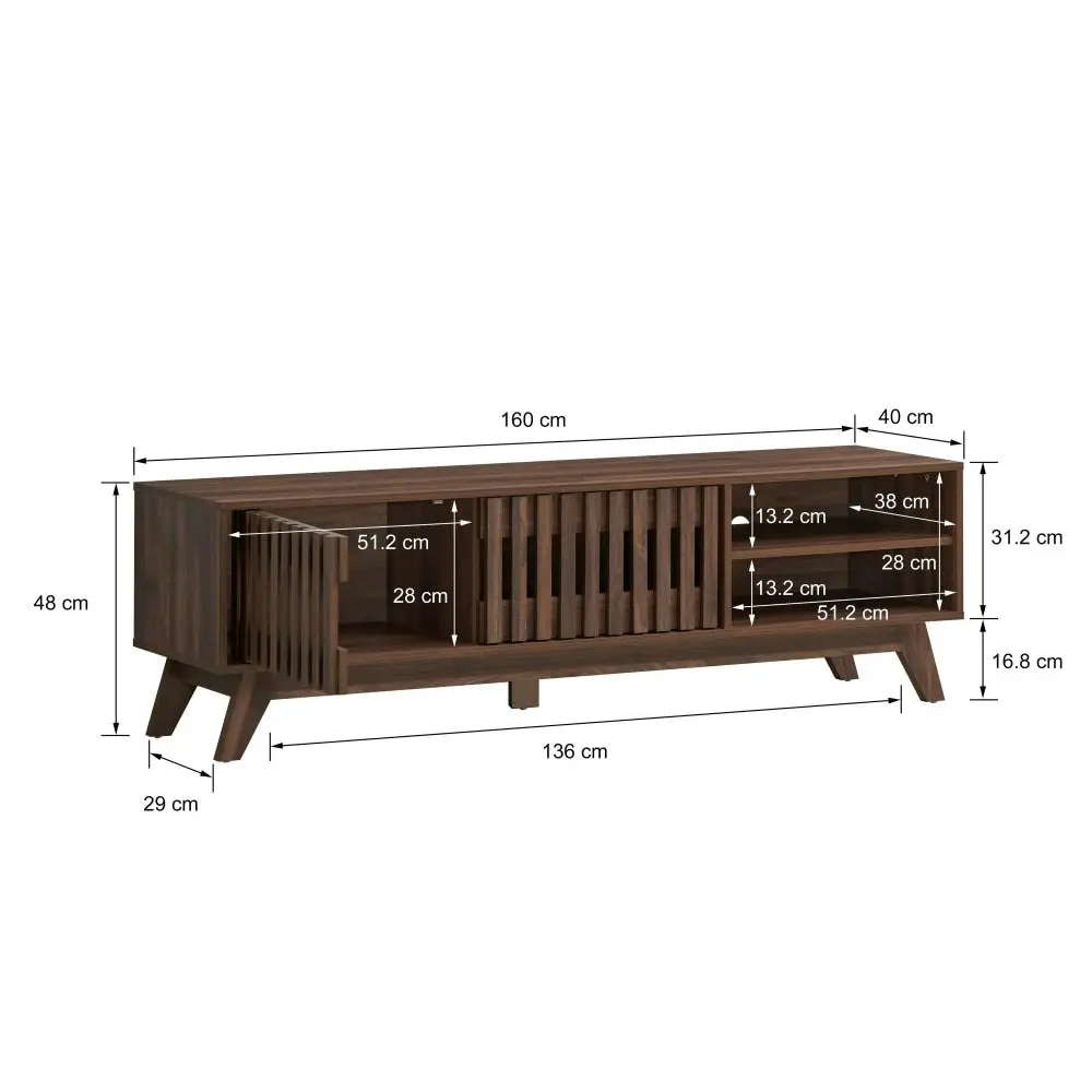 Design Square Mark Wooden TV Stand Entertainment Unit W/ 2-Doors 160cm - Walnut