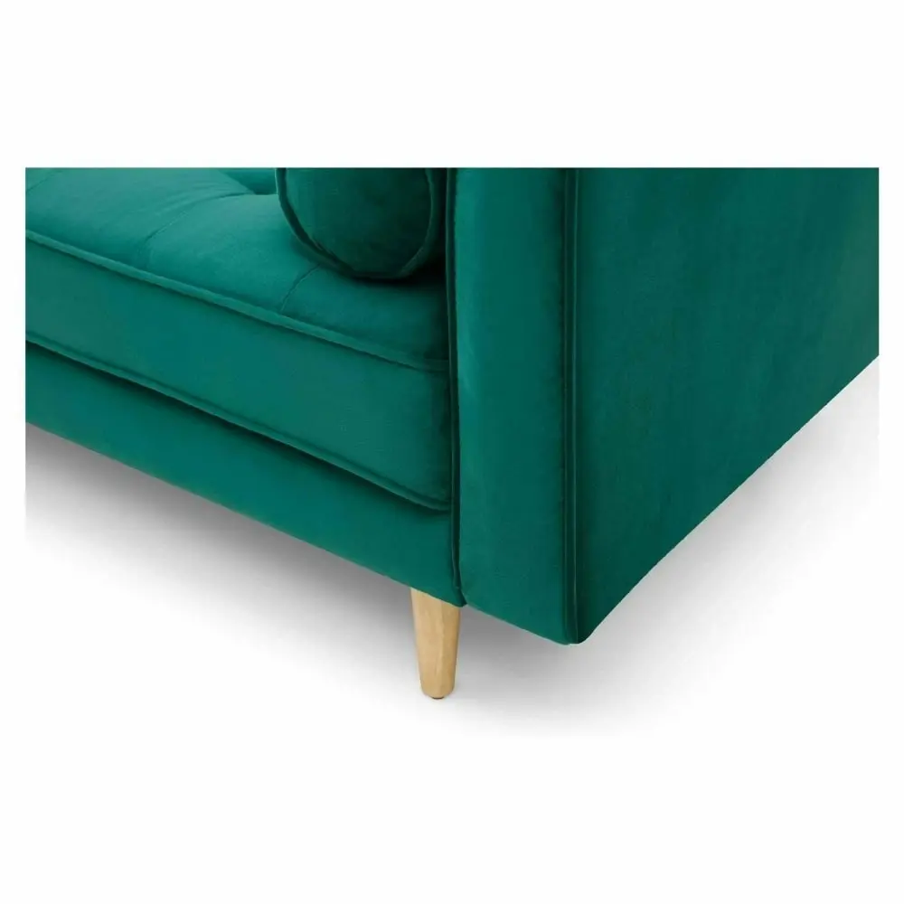 Design Square Modern Designer Scandinavian Velvet Fabric 3-Seater Sofa Bed - Green