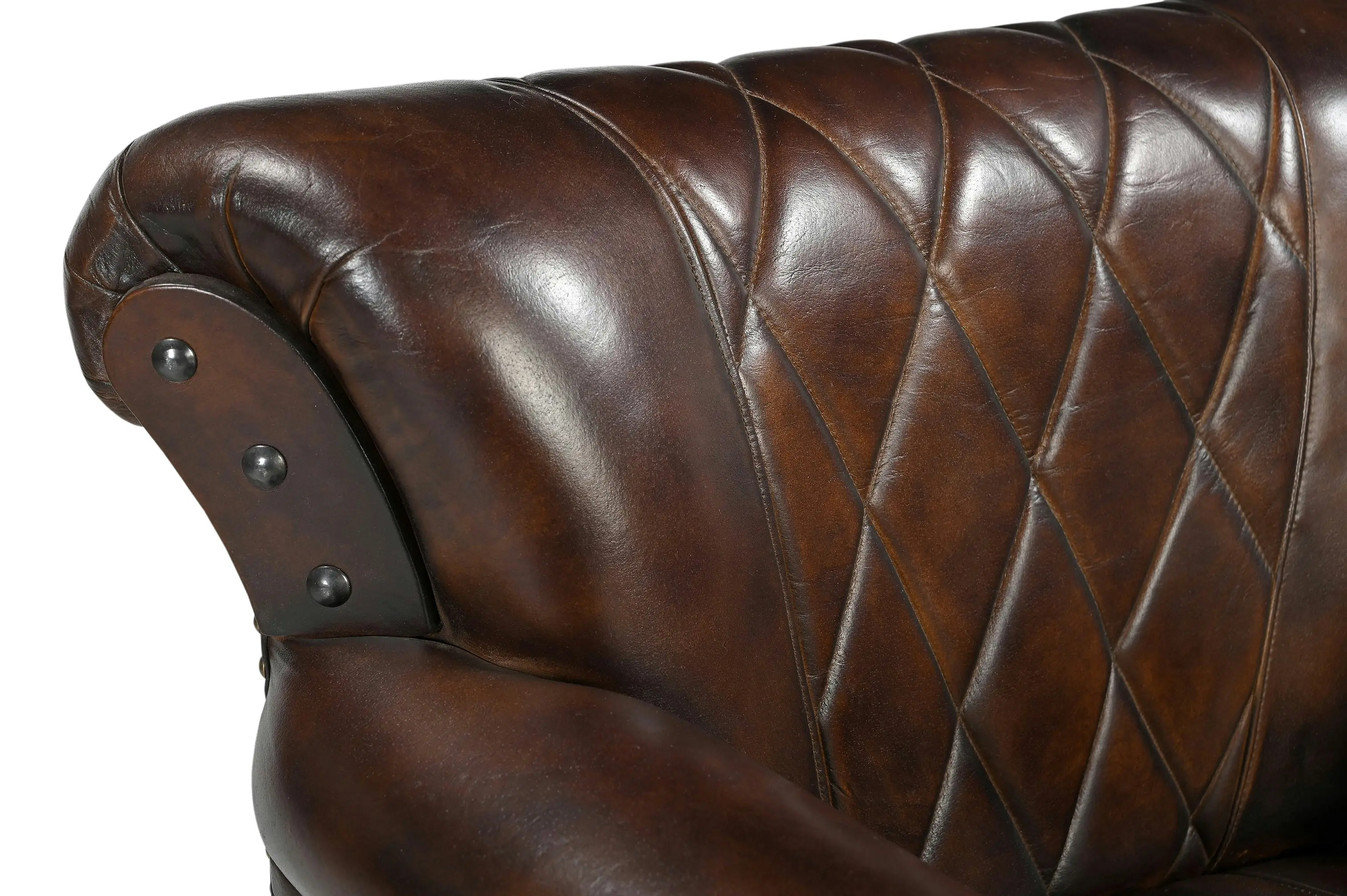 Studded Leather ArmChair Accent Relaxing Chair - Brown