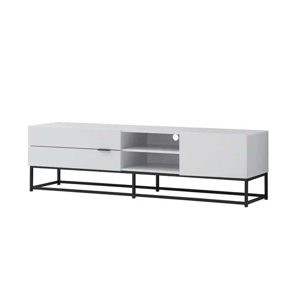 Design Square Brian Modern Entertainment Unit TV Stand 180cm W/ 1-Door 2-Drawers - White/Black