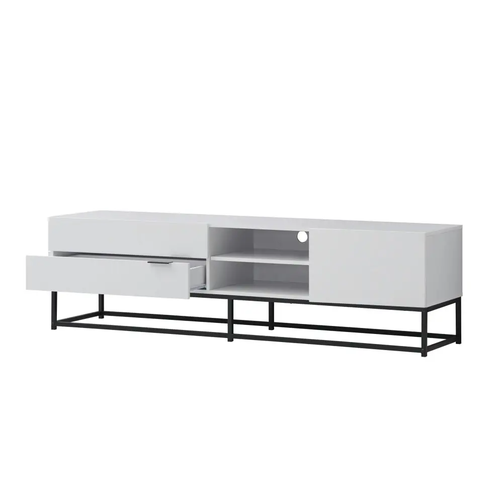 Design Square Brian Modern Entertainment Unit TV Stand 180cm W/ 1-Door 2-Drawers - White/Black