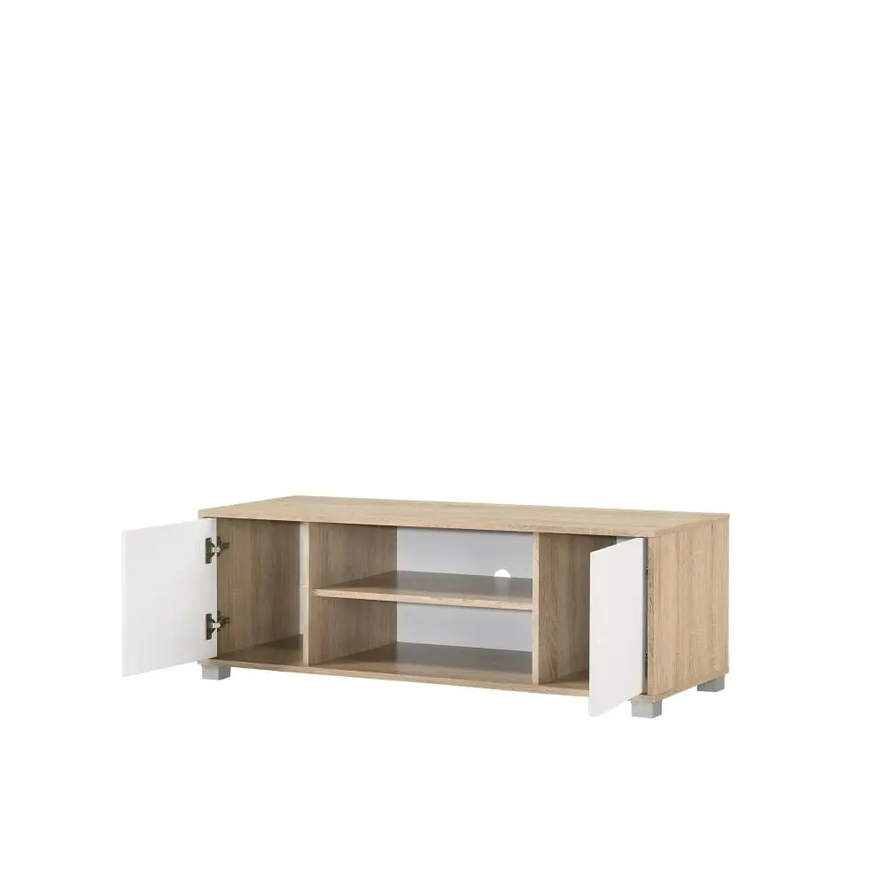 Design Square Aubree Compact TV Stand Entertainment Unit W/ 2-Door 120cm - Oak.White