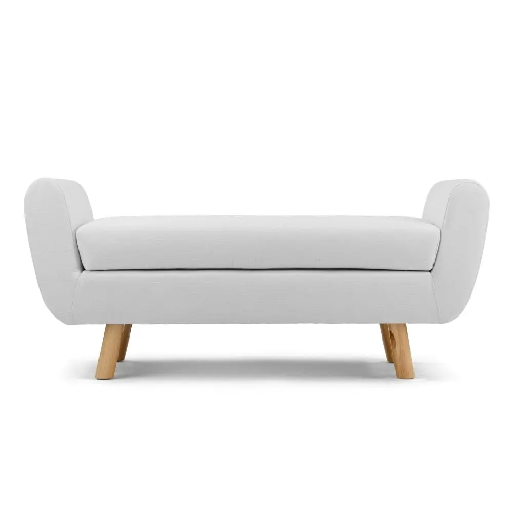 Design Square Connor Fabric Wing Ottoman Bench Foot Stool - White