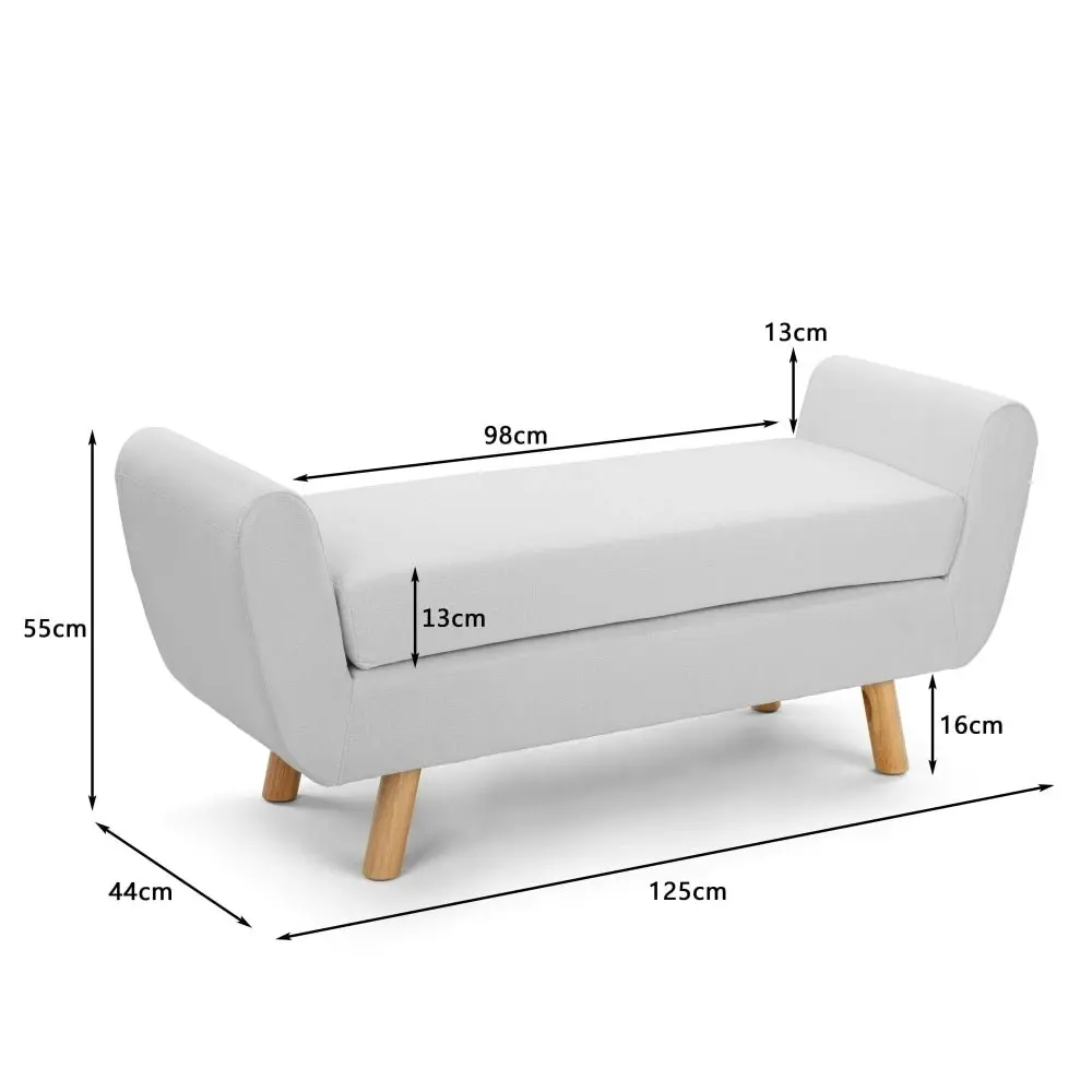 Design Square Connor Fabric Wing Ottoman Bench Foot Stool - White