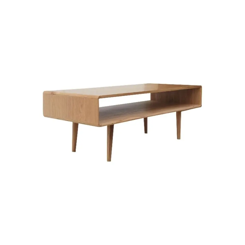 6IXTY Niche Scandinavian Design Open Shelf Rectangular Coffee Table - Natural