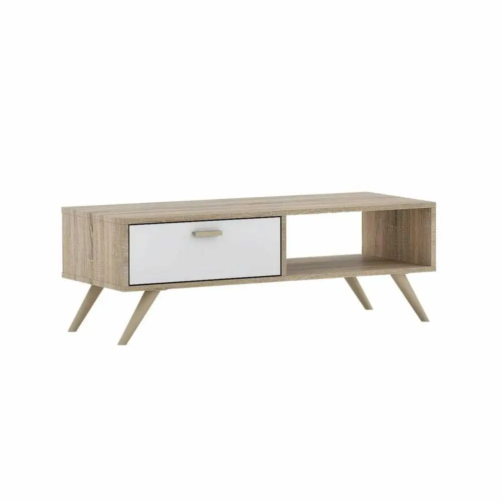 Abby Scandinavian Coffee Table - Oak & White