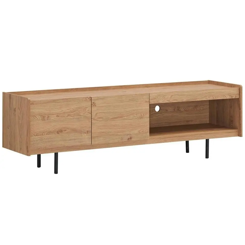 Design Square Lazlo Modern Scandinavian TV Stand Entertainment Unit - Oak