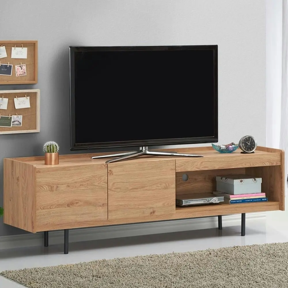 Design Square Lazlo Modern Scandinavian TV Stand Entertainment Unit - Oak