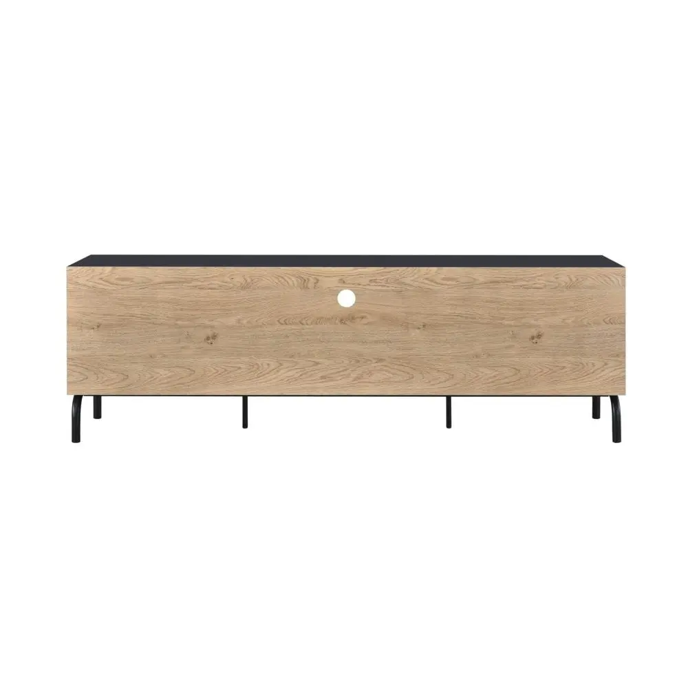 Madden Scandinavian Wooden Lowline Entertainment Unit TV Stand 1.6m - Oak & Black