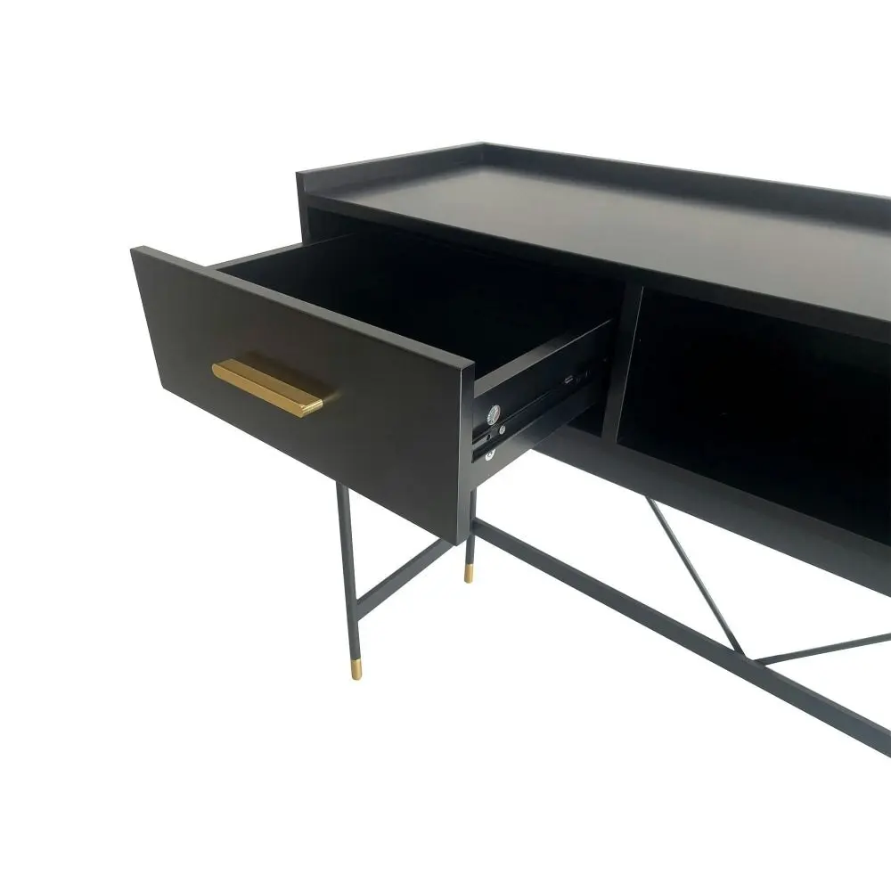 Maestro Furniture Alcone Hallway Console Hall Wooden Table W/ Gold Accents - Satin Black