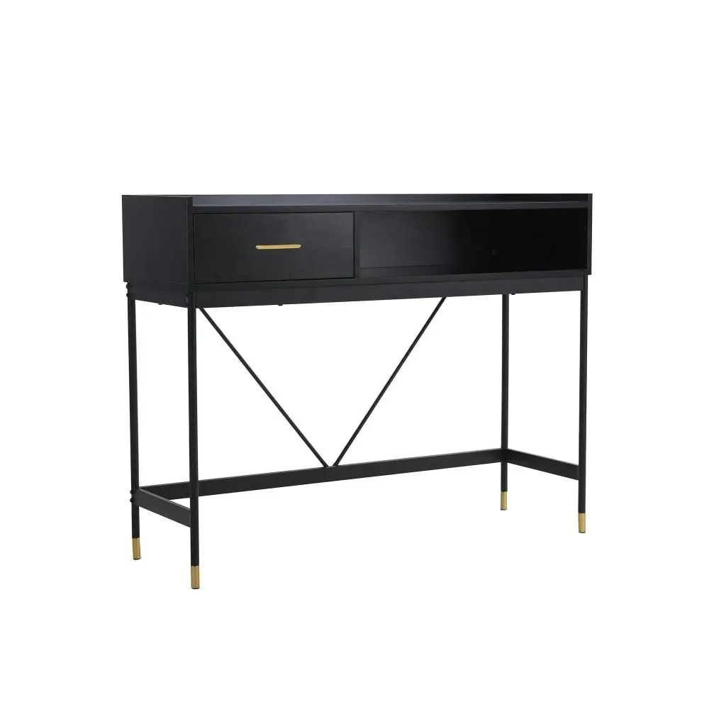 Maestro Furniture Alcone Hallway Console Hall Wooden Table W/ Gold Accents - Satin Black