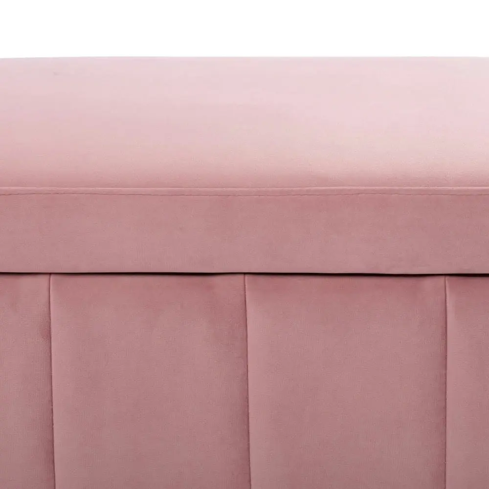 Design Square Lumine Velvet Storage Ottoman Box Bench Foot Stool - Pink