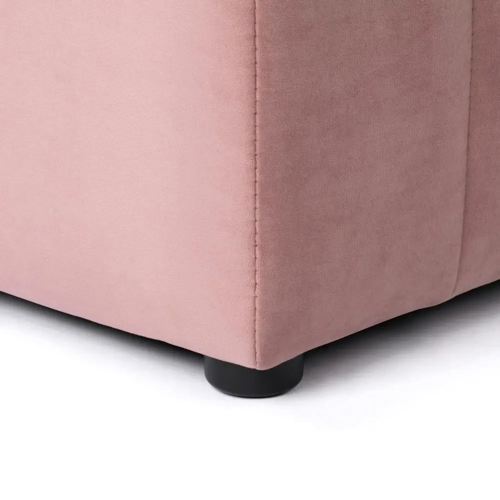 Design Square Lumine Velvet Storage Ottoman Box Bench Foot Stool - Pink