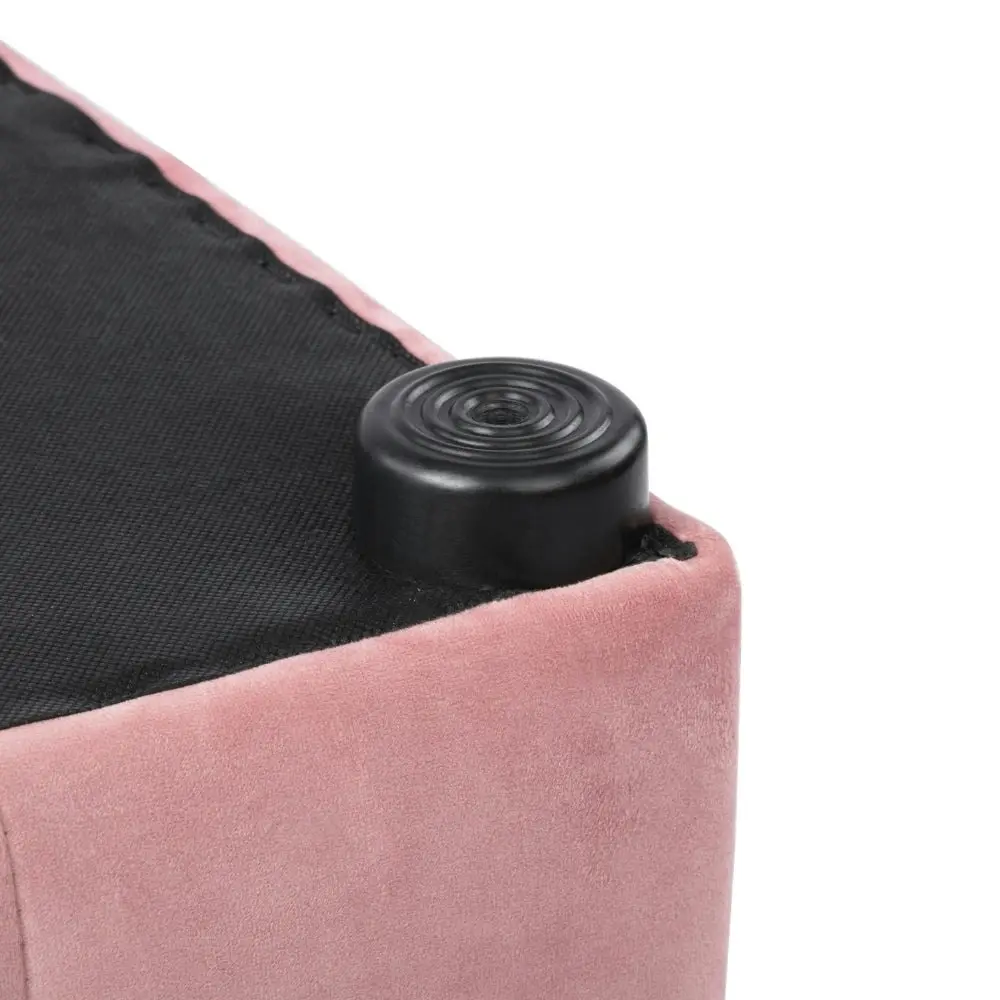 Design Square Lumine Velvet Storage Ottoman Box Bench Foot Stool - Pink