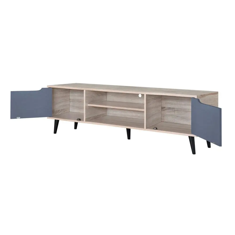 Crest Lowline Industrial Wooden Entertainment Unit TV Stand 150cm - Oak & Dark Grey