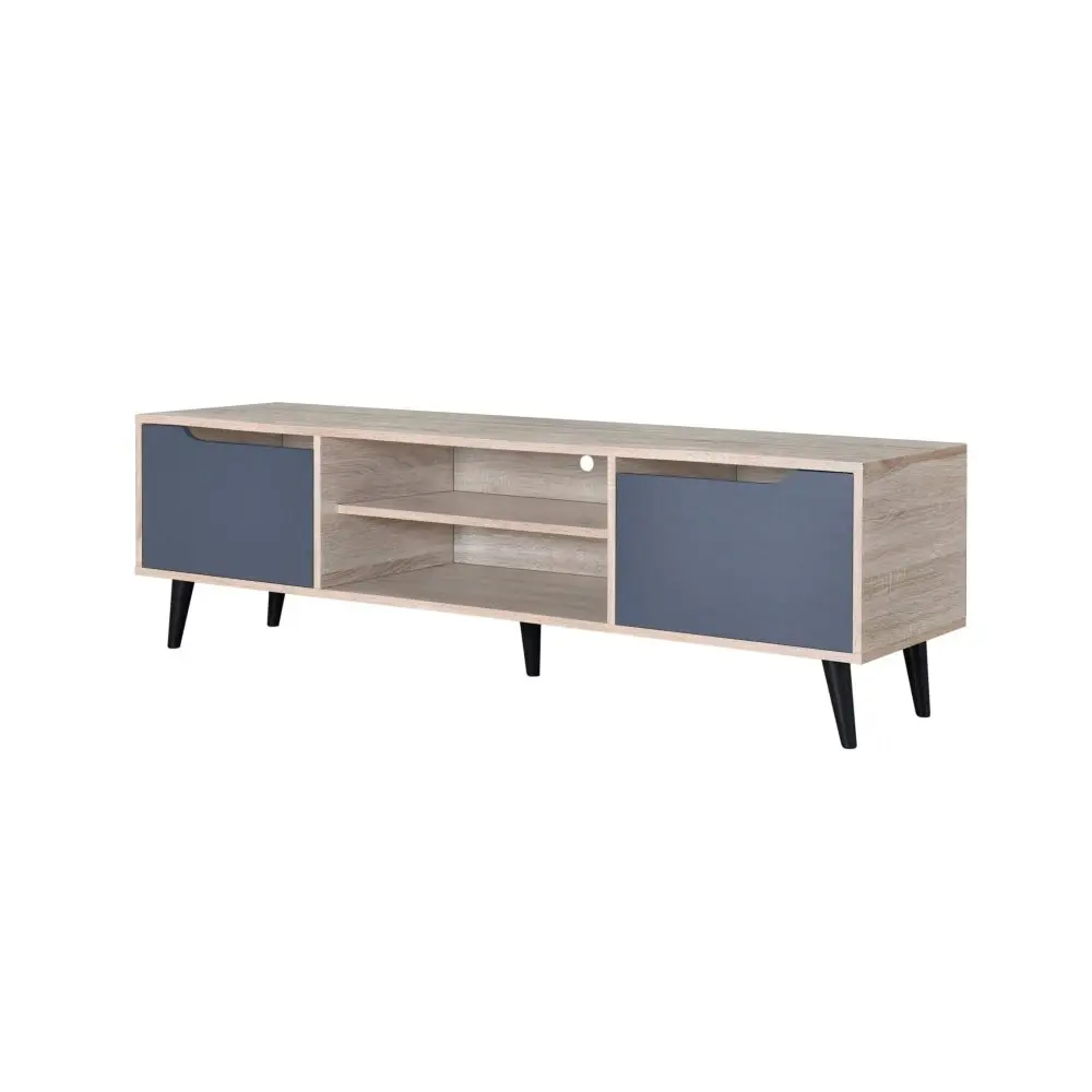 Crest Lowline Industrial Wooden Entertainment Unit TV Stand 150cm - Oak & Dark Grey