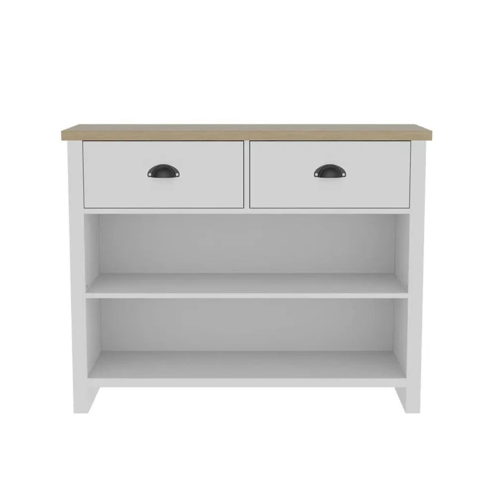 Design Square Ari Modern Hall Console Hallway Table - Oak & White