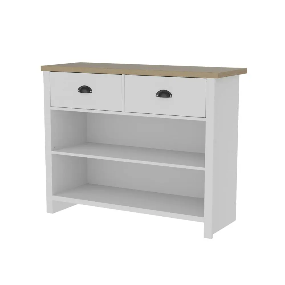 Design Square Ari Modern Hall Console Hallway Table - Oak & White