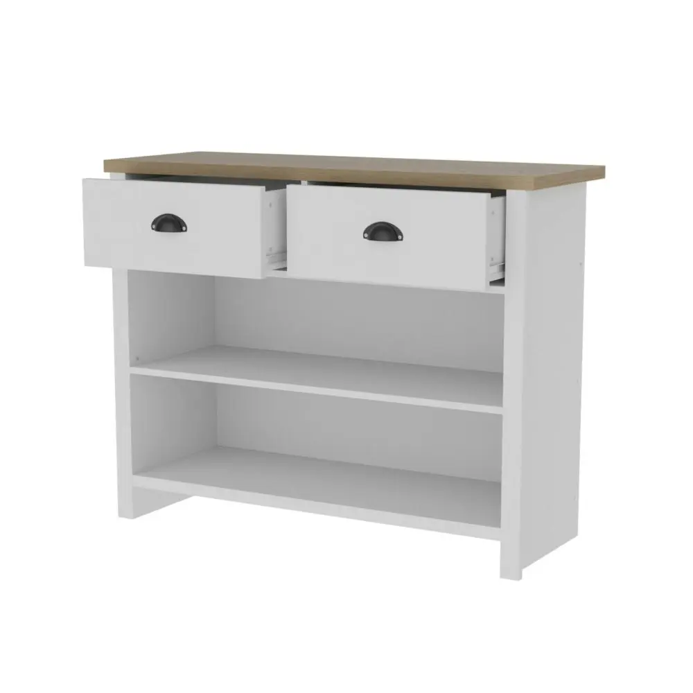 Design Square Ari Modern Hall Console Hallway Table - Oak & White