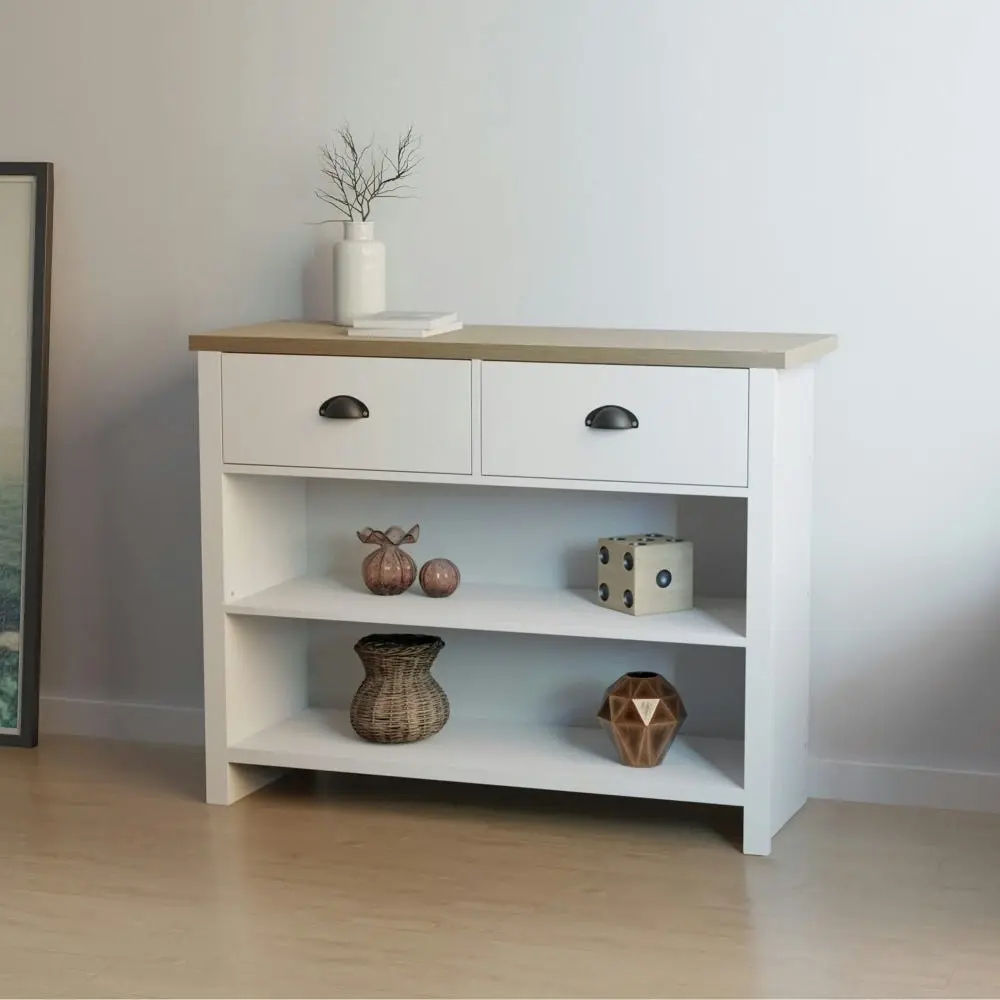 Design Square Ari Modern Hall Console Hallway Table - Oak & White