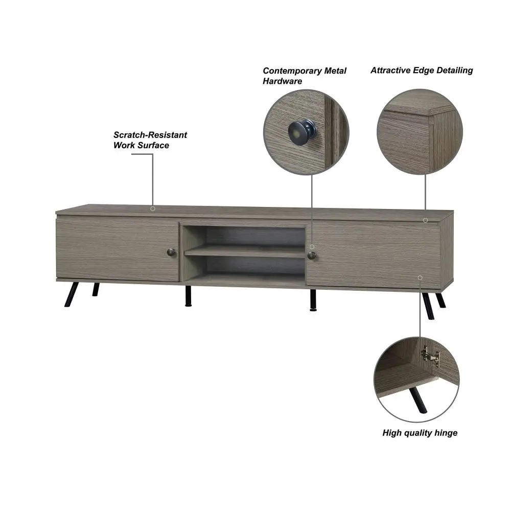 Maestro Furniture Day Modern Lowline TV Stand Entertainment Unit 1.8m Storage Cabinet - Walnut