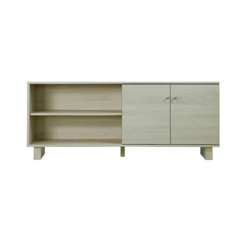 Maestro Furniture Alicia Compact Lowline 2 Doors Entertainment Unit TV Stand - White Oak