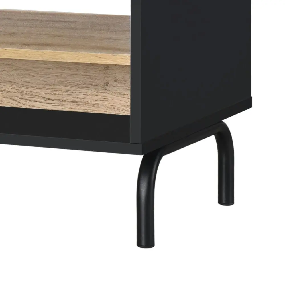 Madden Scandinavian Wooden Open Shelf Coffee Table - Oak & Black