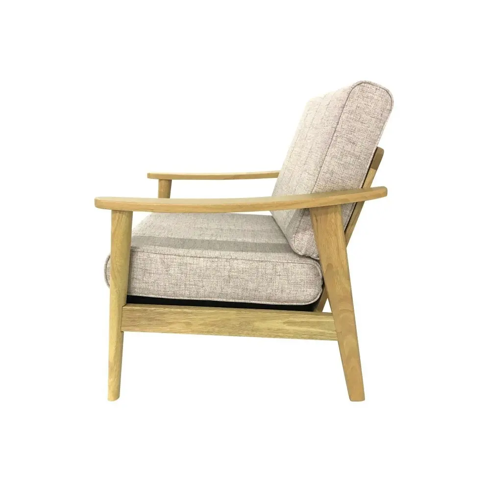 6IXTY Mia Scandinavian Fabric Accent Armchair Wooden Frame - Light Dusk