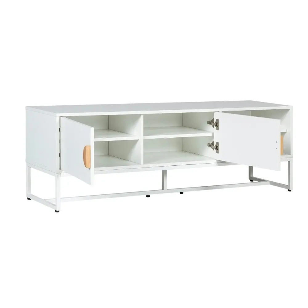 HomeStar Havana Modern Coastal TV Stand Entertainment Unit Storage Cabinet - White