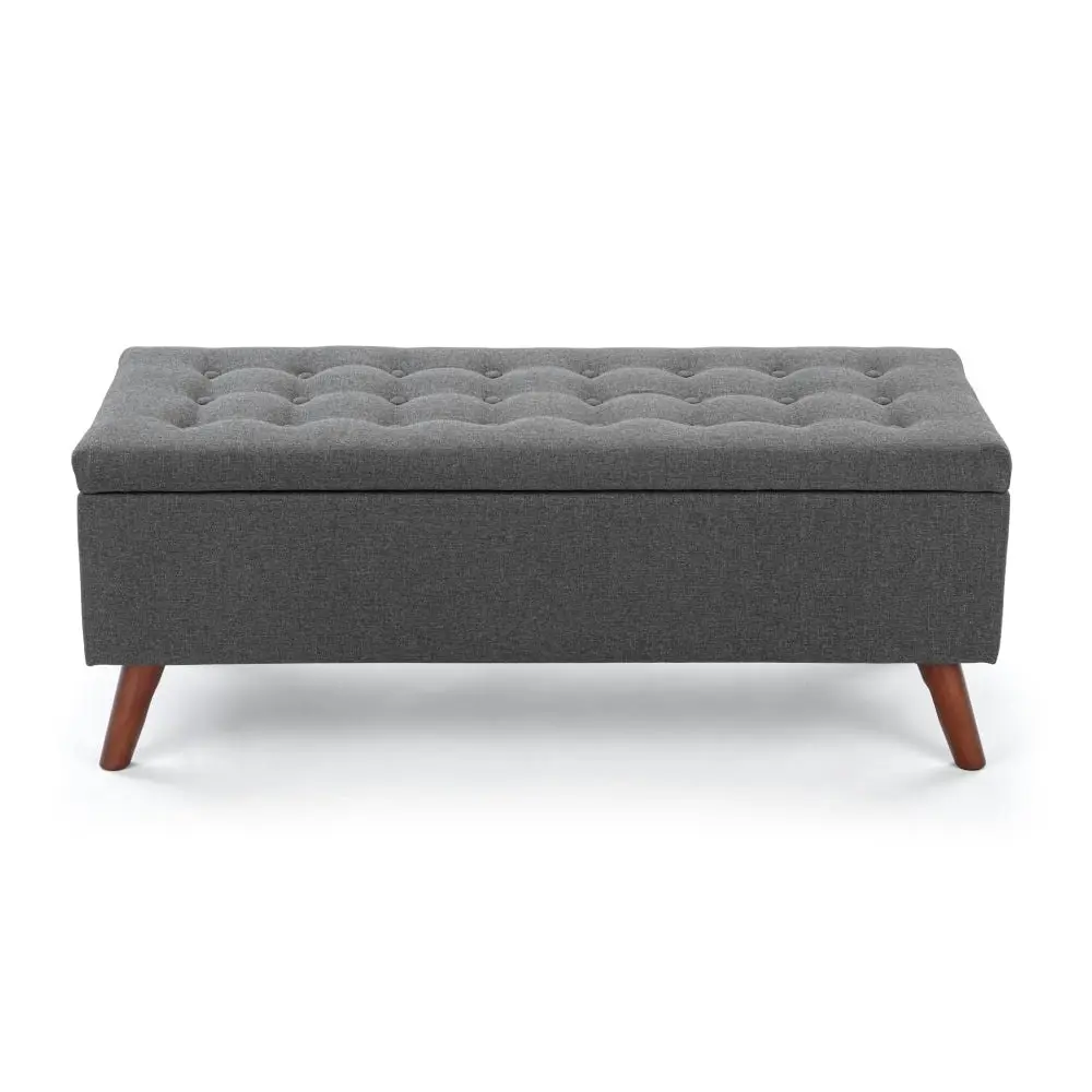 Design Square Demi Tufted Fabric Storage Ottoman Bench Foot Stool - Grey