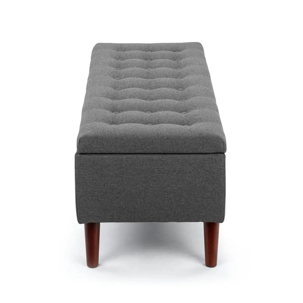 Design Square Demi Tufted Fabric Storage Ottoman Bench Foot Stool - Grey