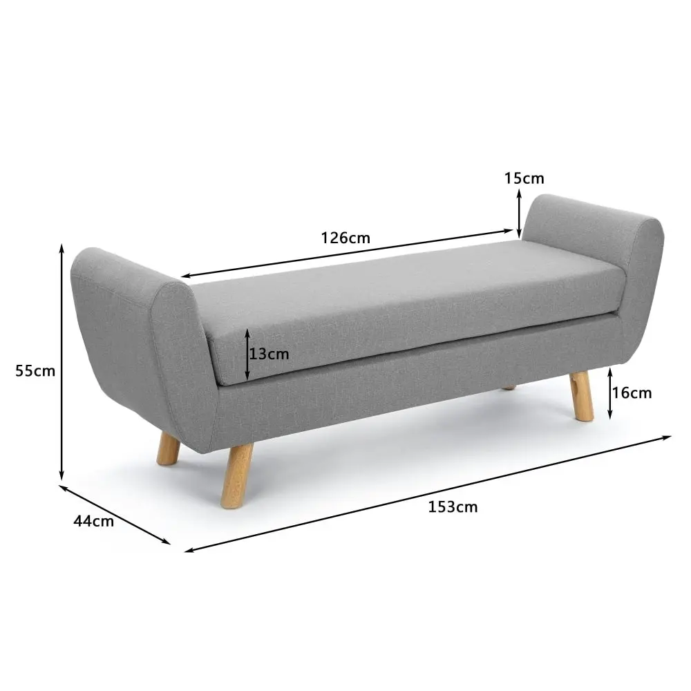 Design Square Connor Fabric Wing Long Ottoman Bench Foot Stool - Light Beige