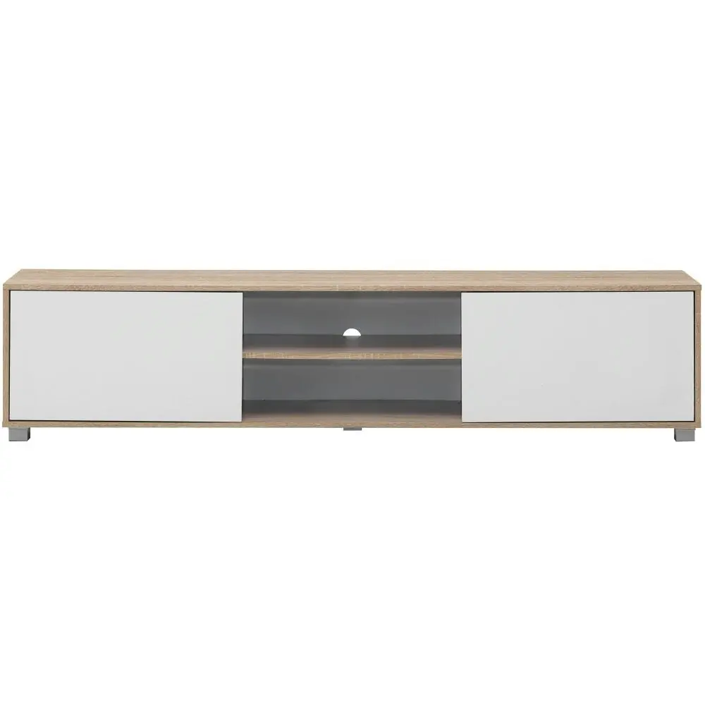 Design Square Samuel Lowline Entertainment Unit TV Stand W/ 2-Doors 180cm - Oak/White