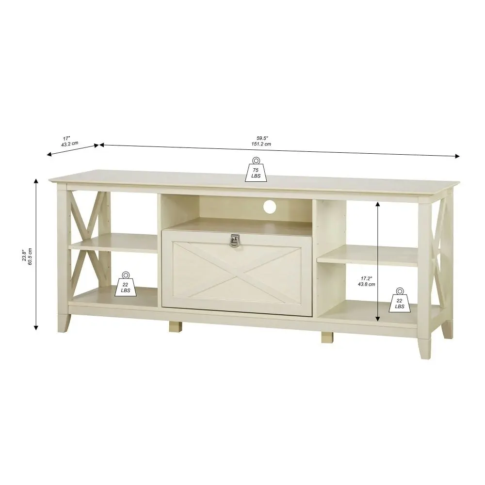 Maestro Furniture Lorrel Modern TV Stand Entertainment Unit Storage Cabinet - Antique White