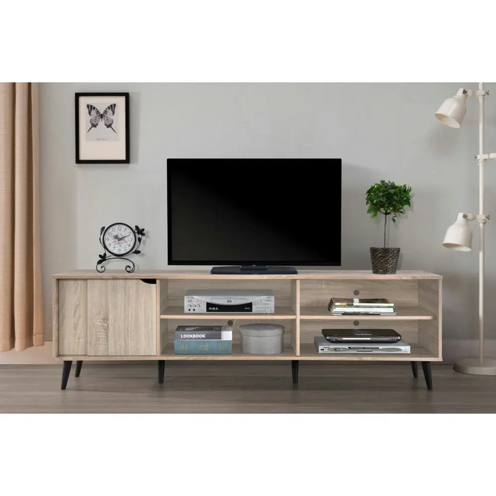 Nusa Lowline Industrial Wooden Entertainment Unit TV Stand 181cm - Oak