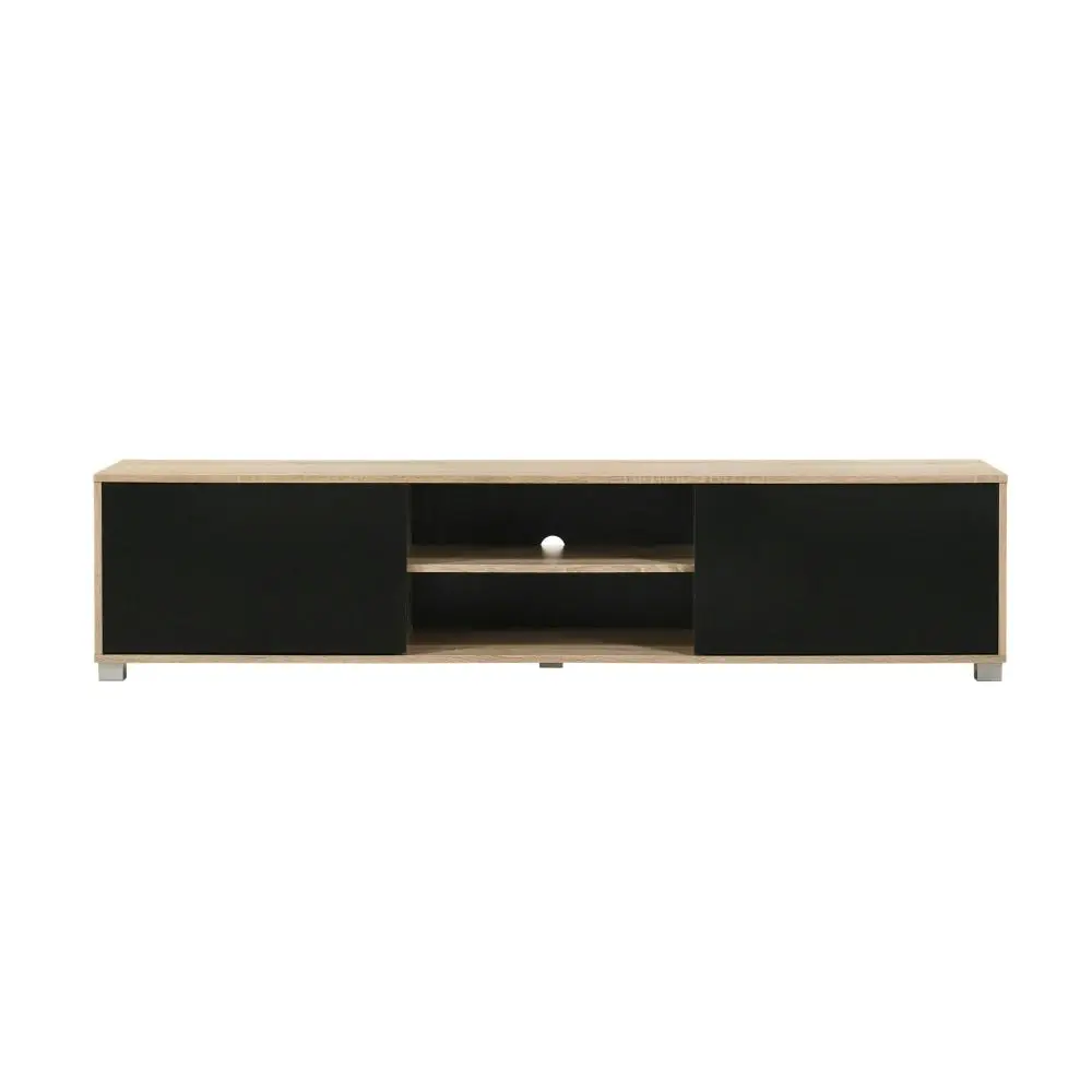 Design Square Calliope TV Stand Entertainment Unit W/ 2-Doors - Oak/Black