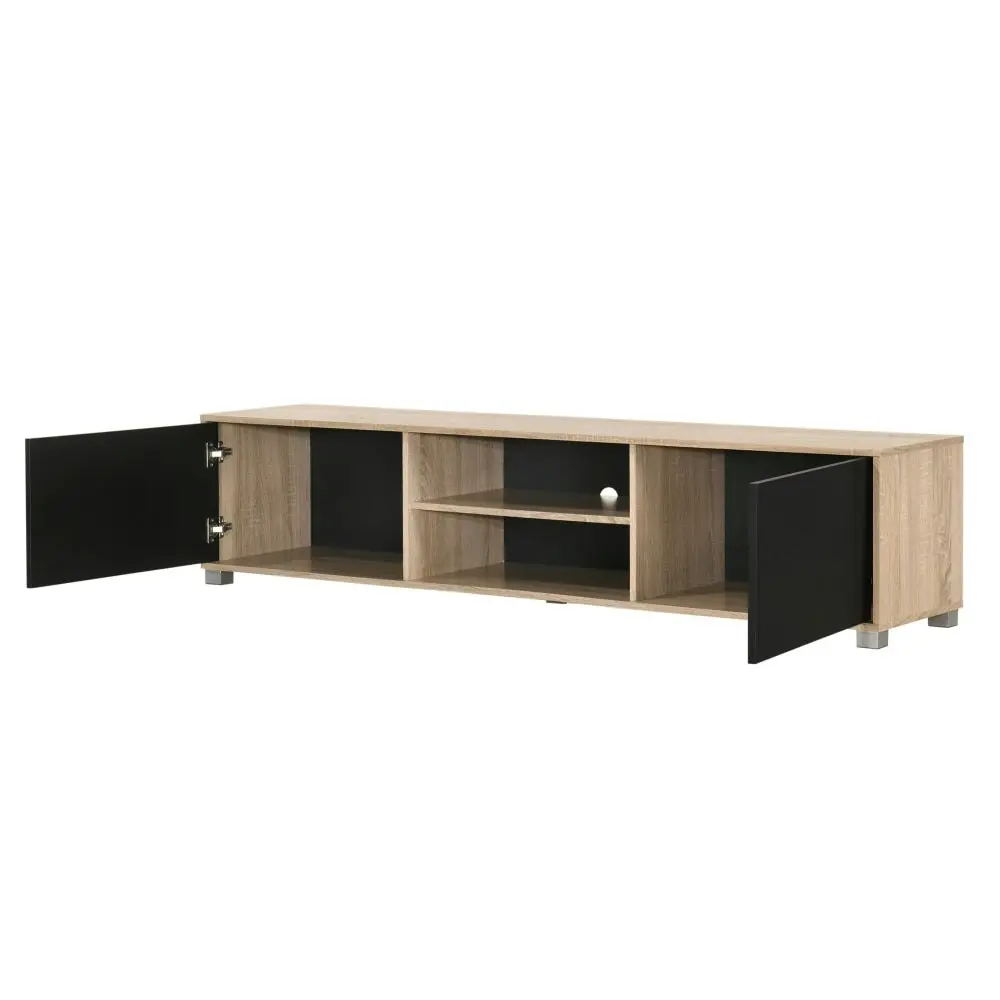 Design Square Calliope TV Stand Entertainment Unit W/ 2-Doors - Oak/Black