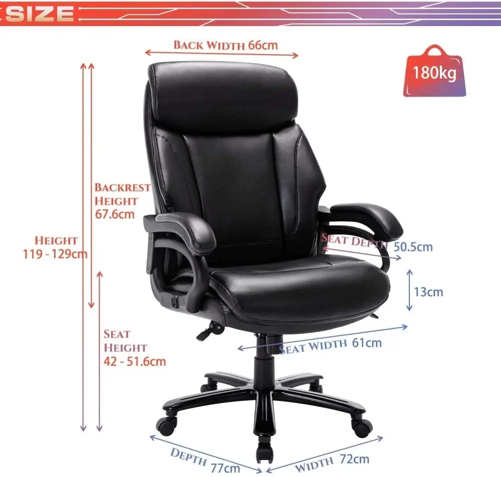 Maestro Furniture StarSpace B&T Comfort Coil Ergonomic Executive Manager Office Chair - Black