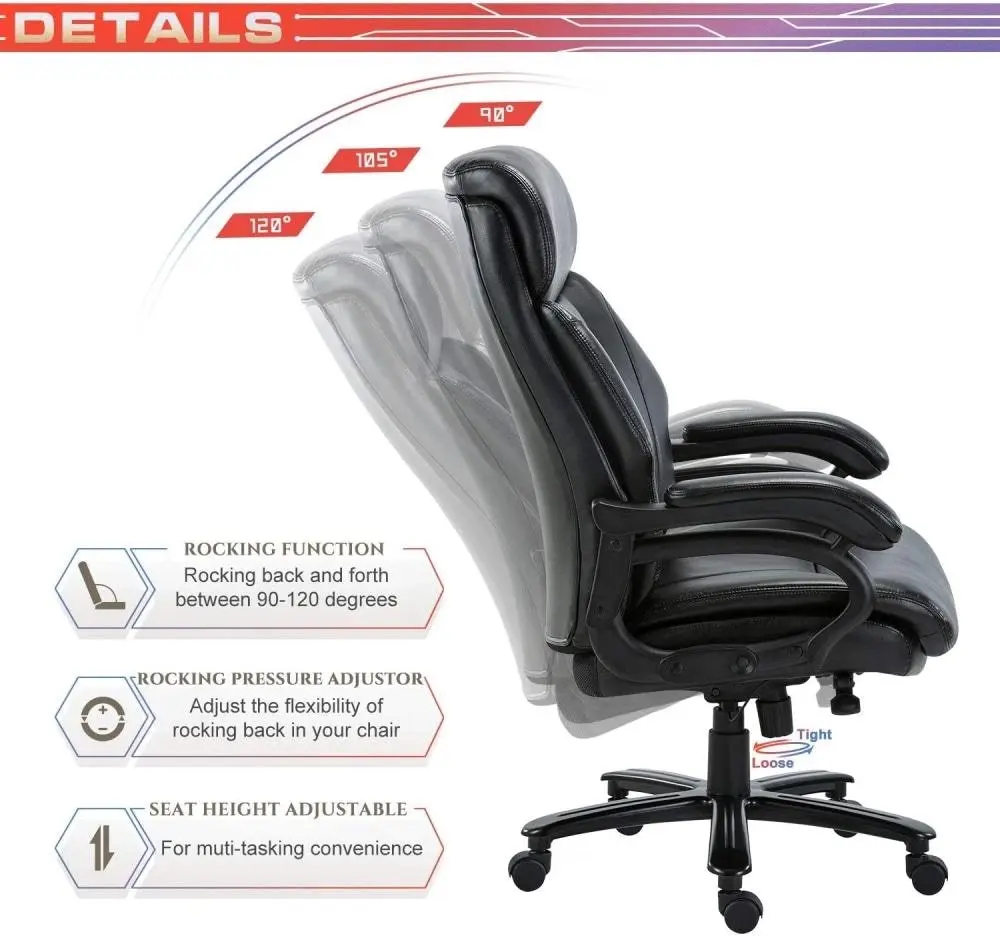 Maestro Furniture StarSpace B&T Comfort Coil Ergonomic Executive Manager Office Chair - Black