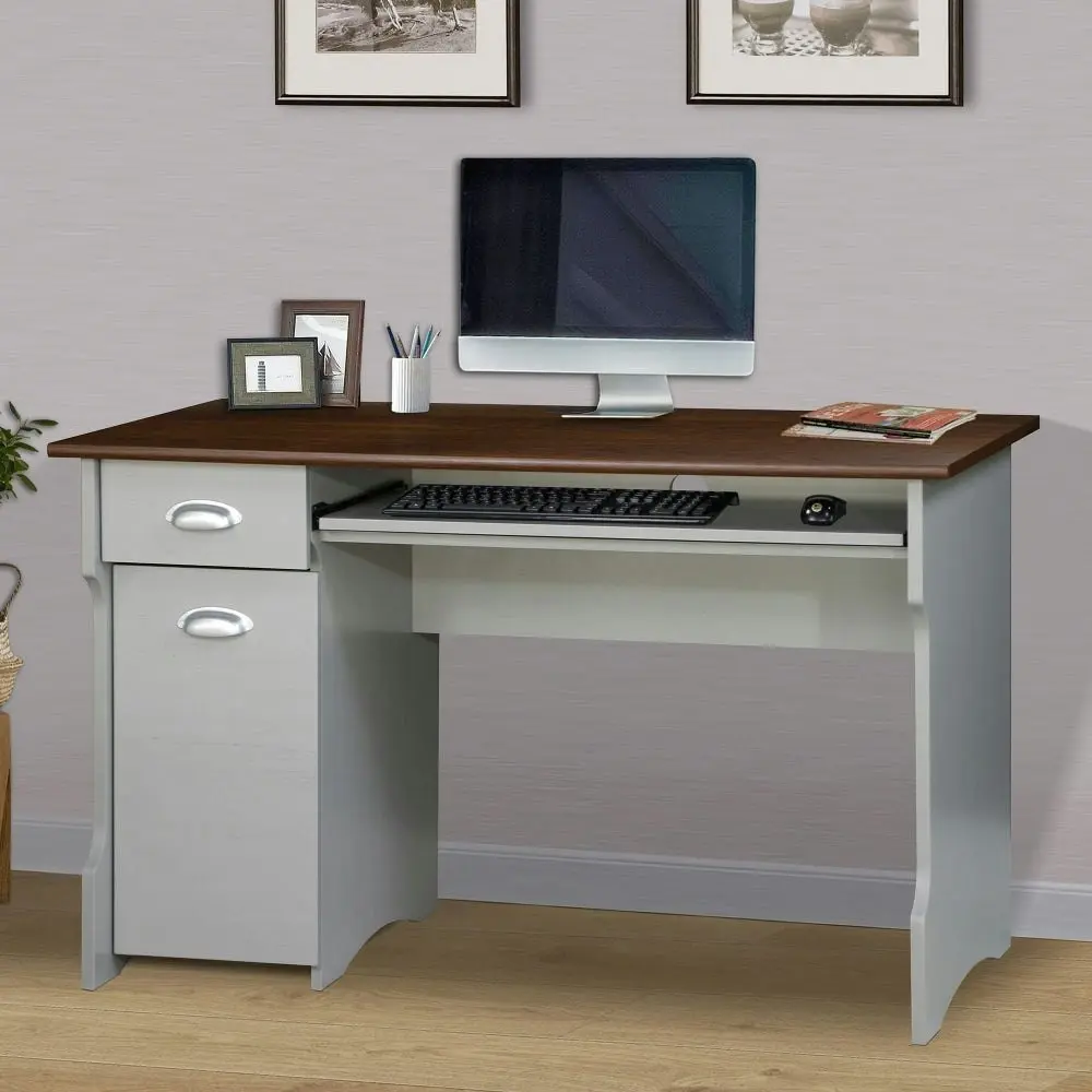 Maestro Furniture Cody Modern Study Writing Computer Office Desk 120cm - Grey & Rosewood