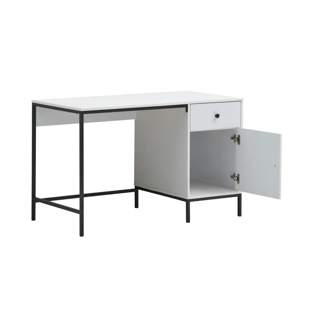 Design Square Urbano Work Computer Home Office Desk W/ 1-Door 1-Drawer  - White/Black