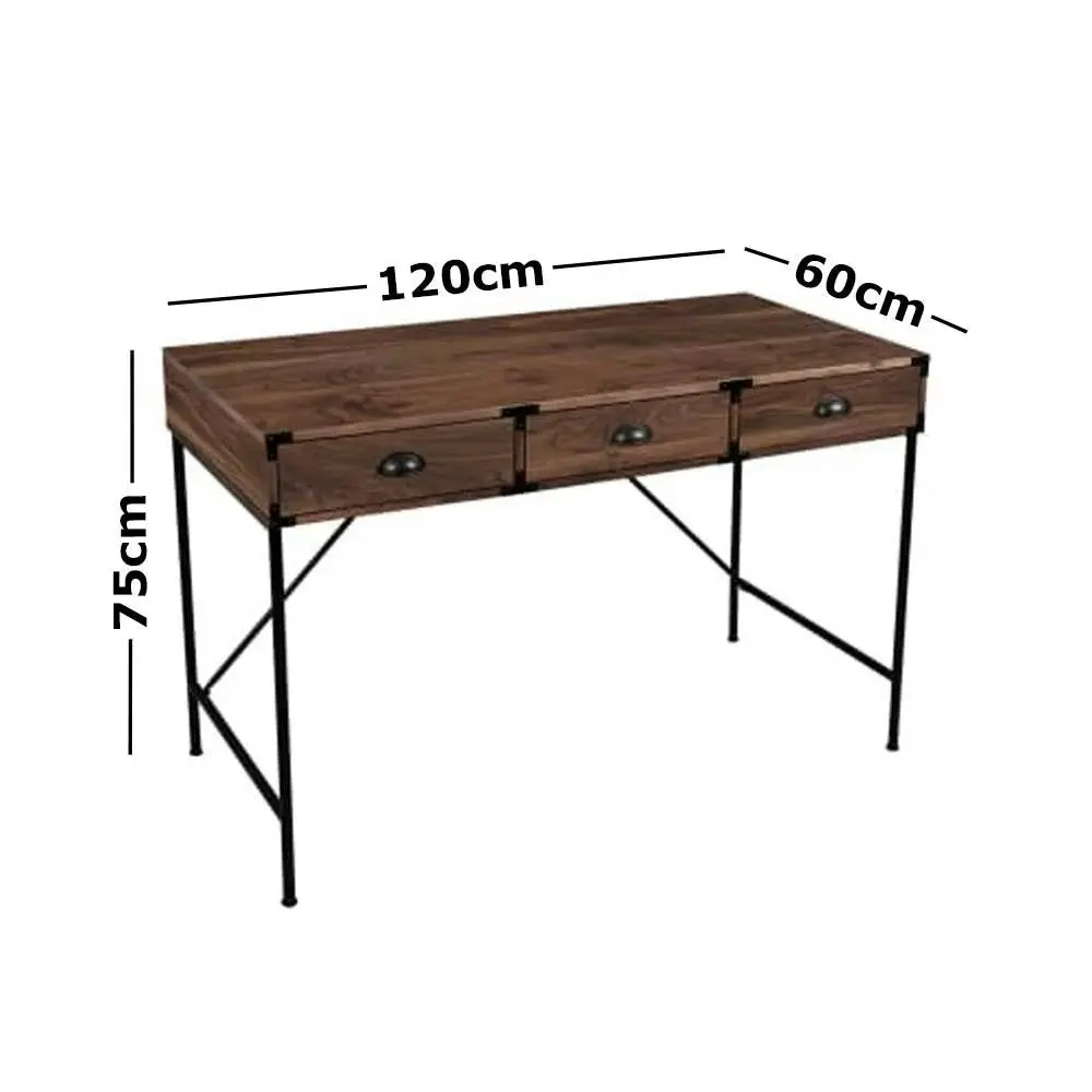 Maestro Furniture Brunei Computer Writing Office Desk Table - 120cm - Brown & Aged Black