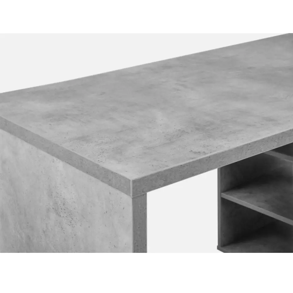 Design Square Wooden Office Study Writing Computer Desk Table 140cm W/ Storage - Grey